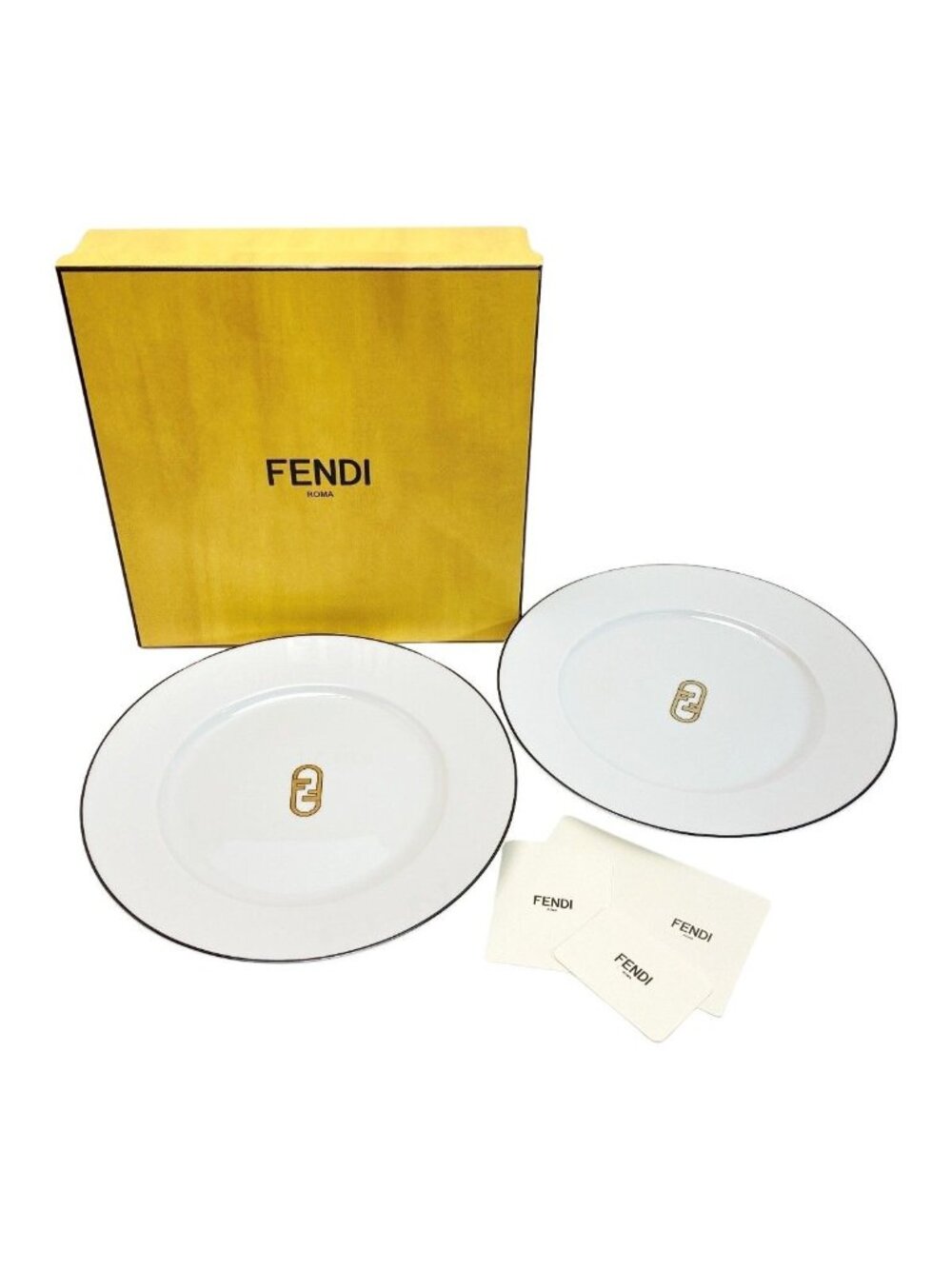 Fendi O'Lock Logo Plate Set of 2 Tableware Collection